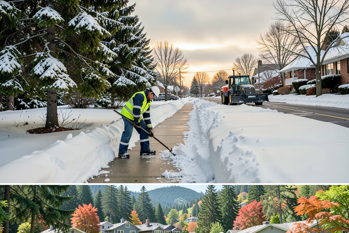 Snow Stake Installation in Fircrest, Pierce County, WA - We set measurement stakes at the start of the contract season in November so every storm is gauged consistently through March.