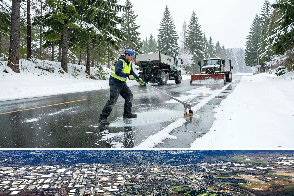 Snow Stake Installation in Kent, King County, WA - We set measurement stakes at the start of the contract season in November so every storm is gauged consistently through March.