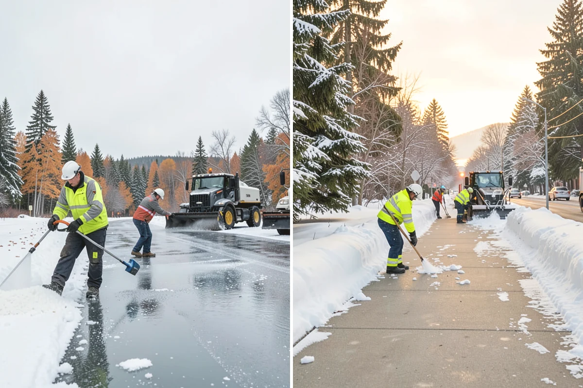 Snow Stake Installation in La Conner, Skagit County, WA - We choose representative open locations away from drifts and eaves