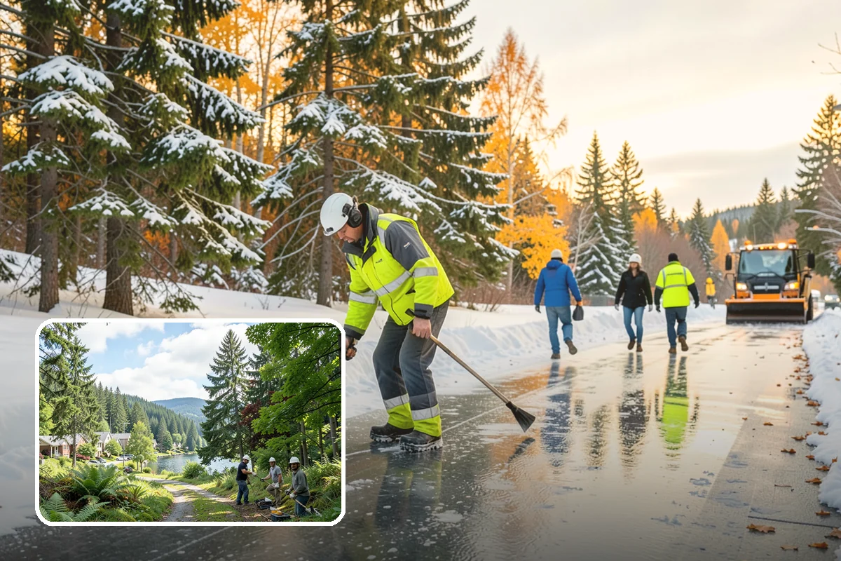 Snow Stake Installation in Lake Forest Park, King County, WA - Provides objective accumulation readings for trigger-based contracts