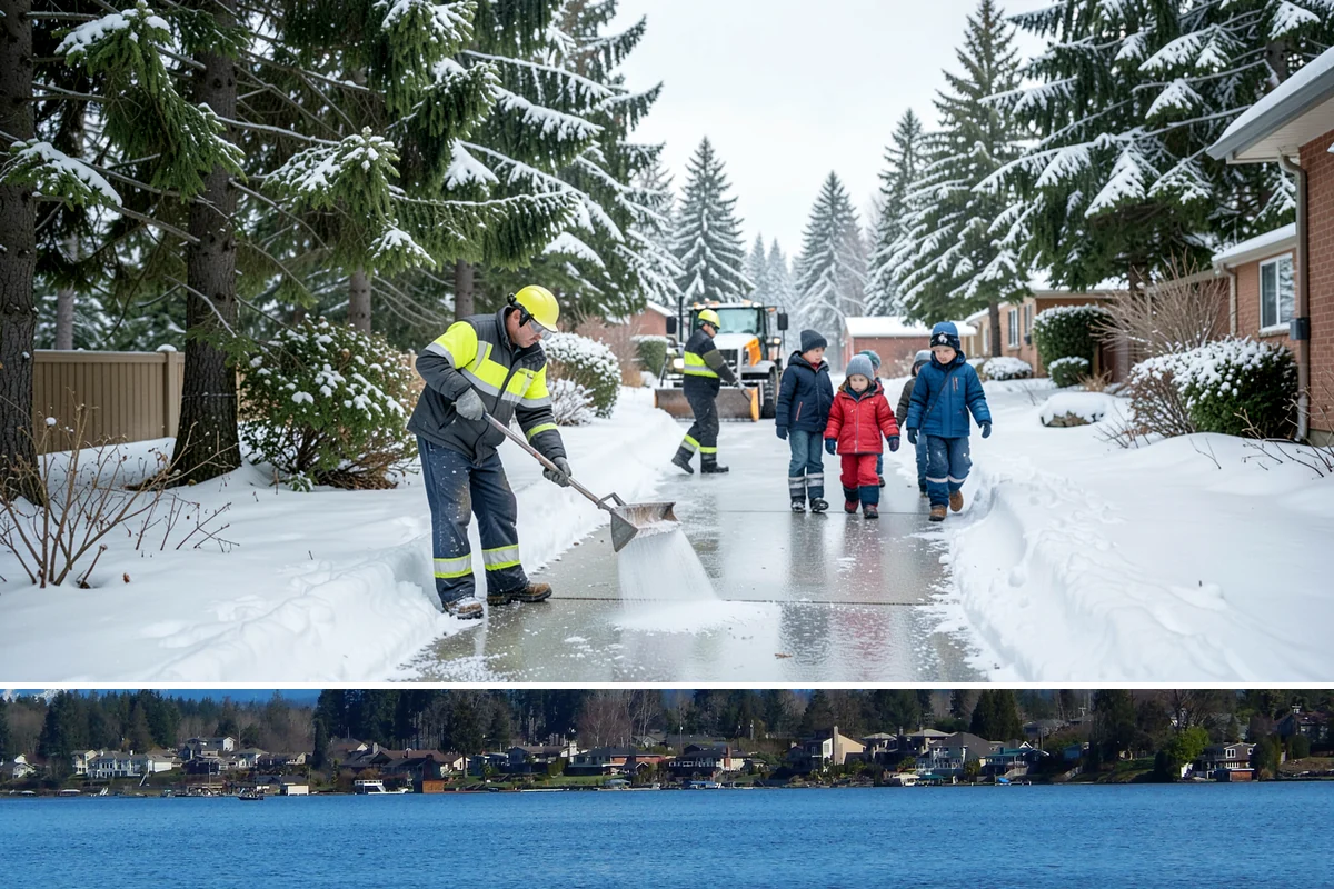 Snow Stake Installation in Lake Stevens, Snohomish County, WA - We set measurement stakes at the start of the contract season in November so every storm is gauged consistently through March.