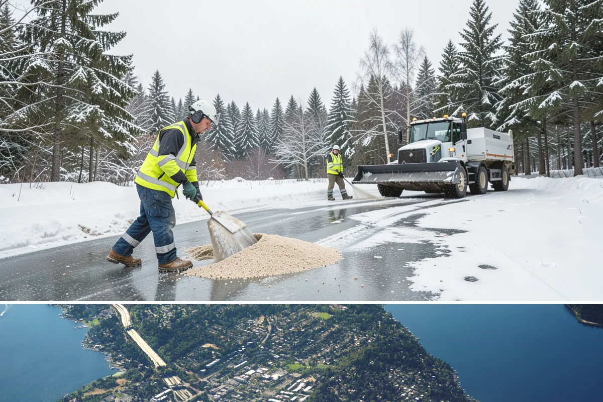 Snow Stake Installation in Mercer Island, King County, WA - We set measurement stakes at the start of the contract season in November so every storm is gauged consistently through March.