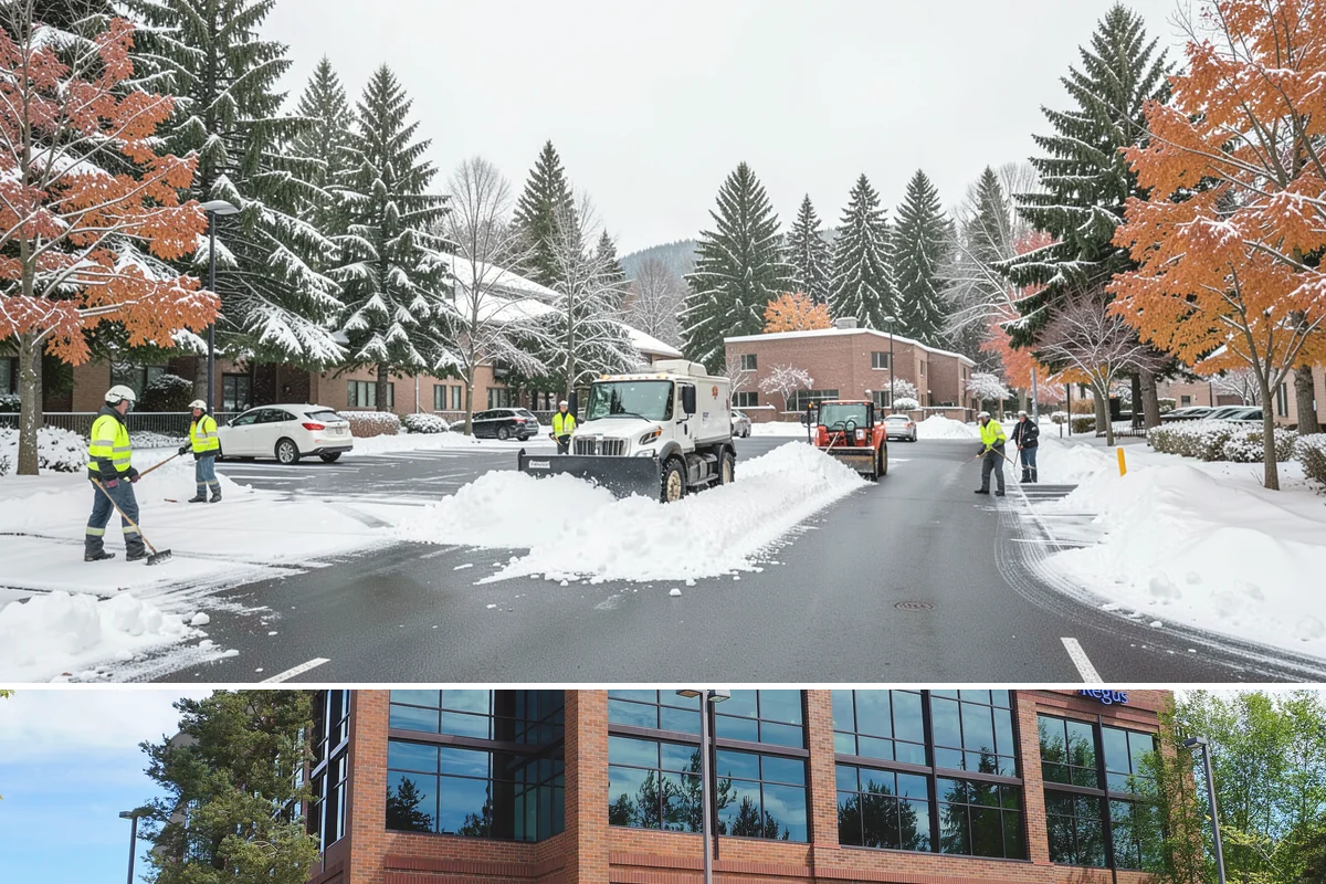 Snow Stake Installation in Mountlake Terrace, Snohomish County, WA - We set measurement stakes at the start of the contract season in November so every storm is gauged consistently through March.