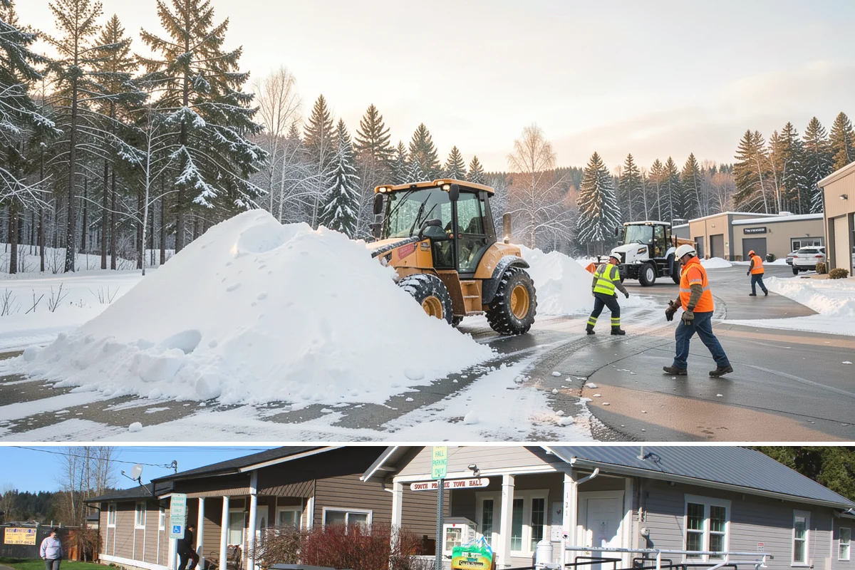 Snow Stake Installation in South Prairie, Pierce County, WA - We set measurement stakes at the start of the contract season in November so every storm is gauged consistently through March.