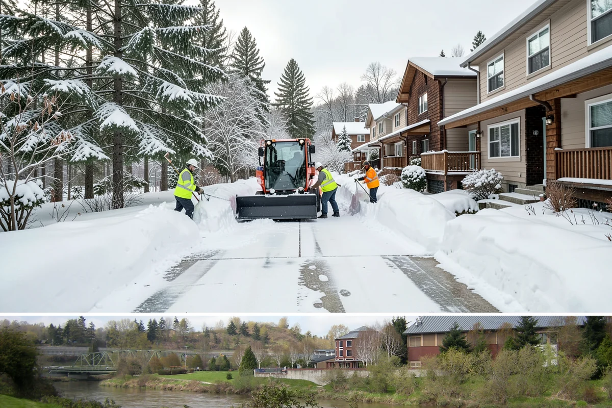 Snow Stake Installation in Tukwila, King County, WA - We set measurement stakes at the start of the contract season in November so every storm is gauged consistently through March.