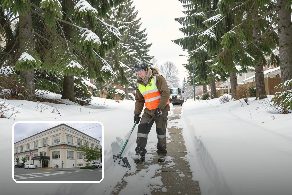 Snowmelt Flooding Cleanup in Anacortes, Skagit County, WA - Rapid clearing of ponded meltwater before it refreezes into sheets