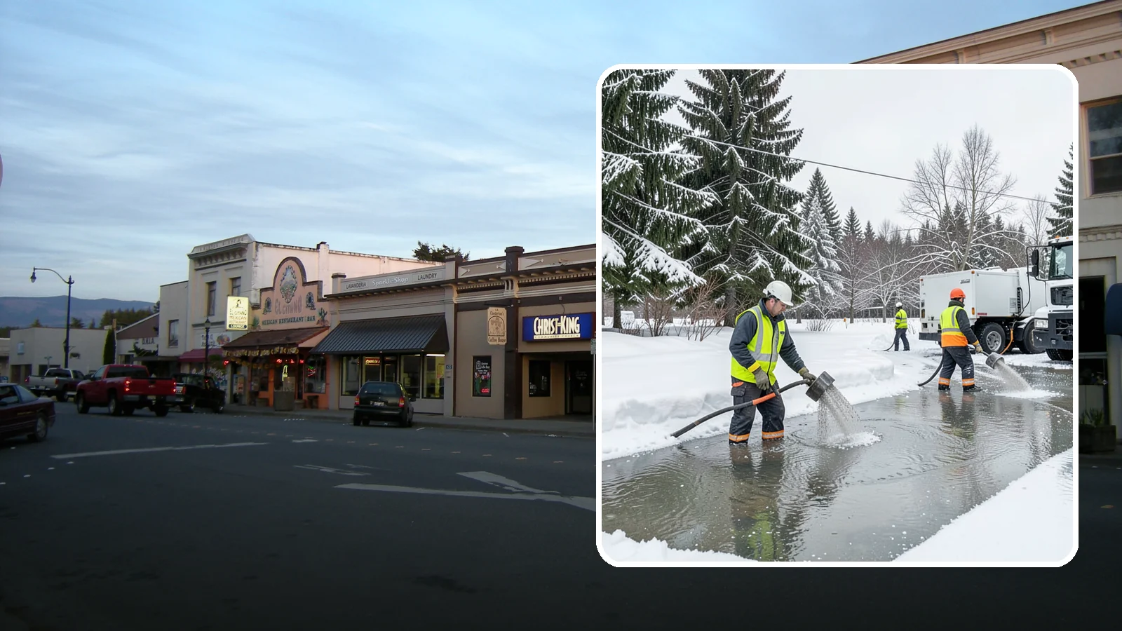 Snowmelt Flooding Cleanup in Burlington, Skagit County, WA - When rapid snowmelt floods your property, we clear the water and treat surfaces before the refreeze sets in.