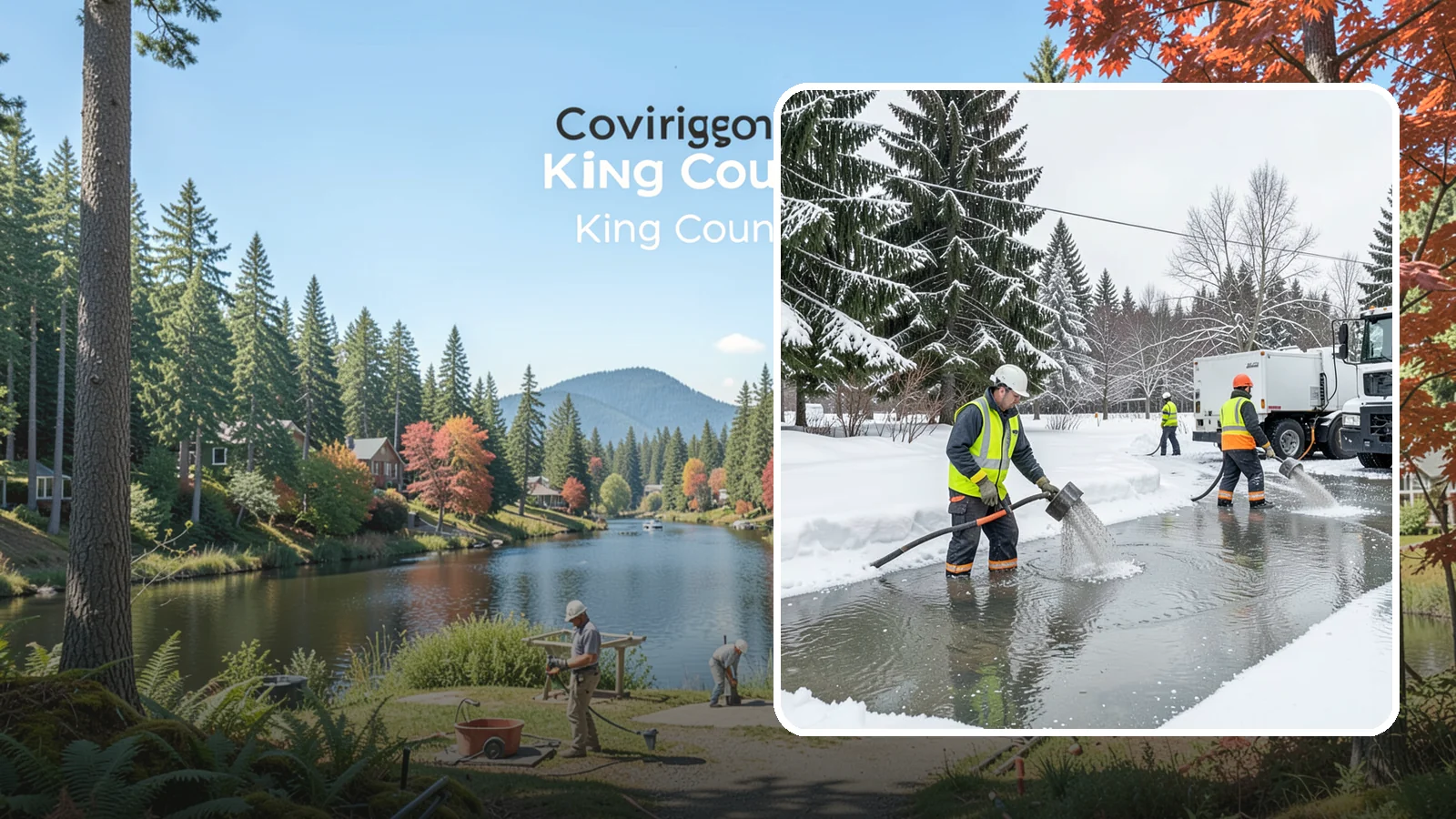 Snowmelt Flooding Cleanup in Covington, King County, WA - When rapid snowmelt floods your property, we clear the water and treat surfaces before the refreeze sets in.