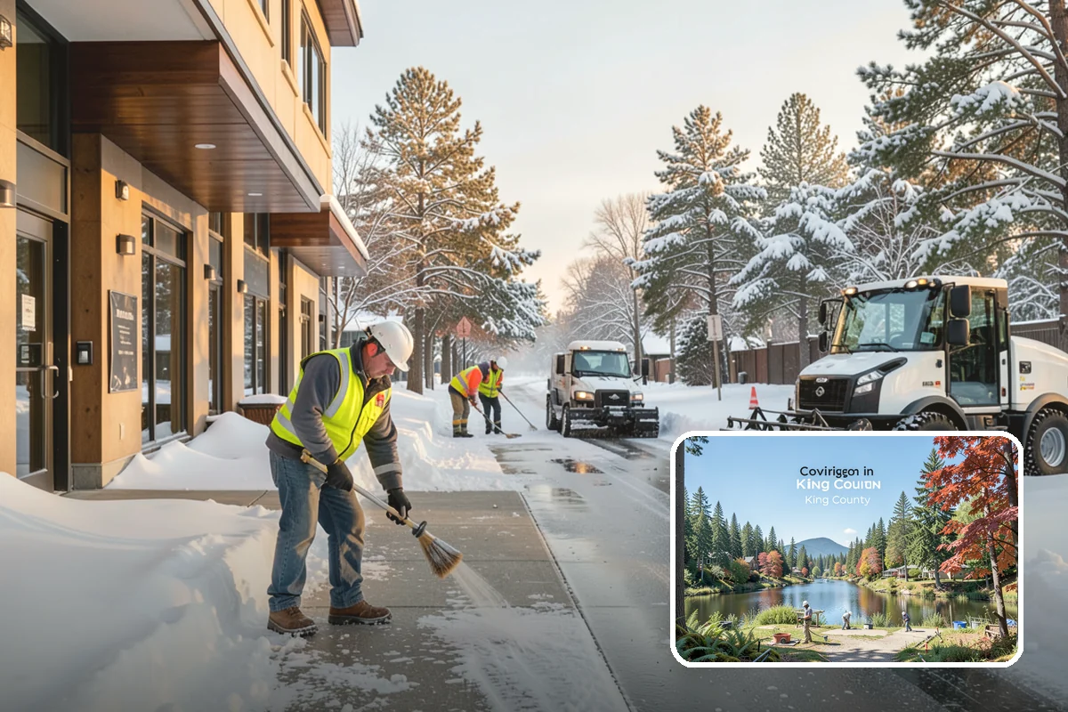 Snowmelt Flooding Cleanup in Covington, King County, WA - Rapid clearing of ponded meltwater before it refreezes into sheets