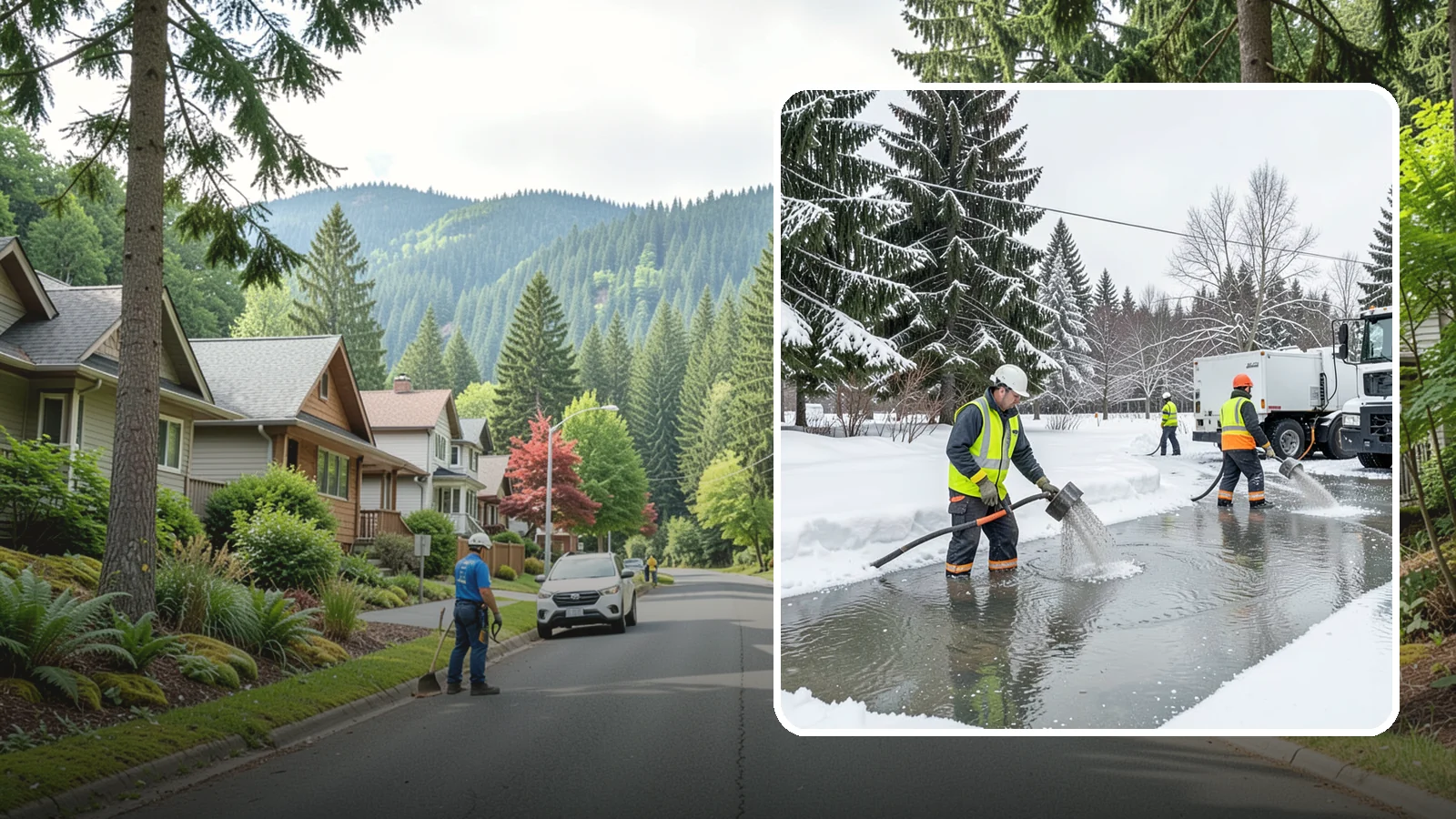 Snowmelt Flooding Cleanup in Darrington, Snohomish County, WA - When rapid snowmelt floods your property, we clear the water and treat surfaces before the refreeze sets in.