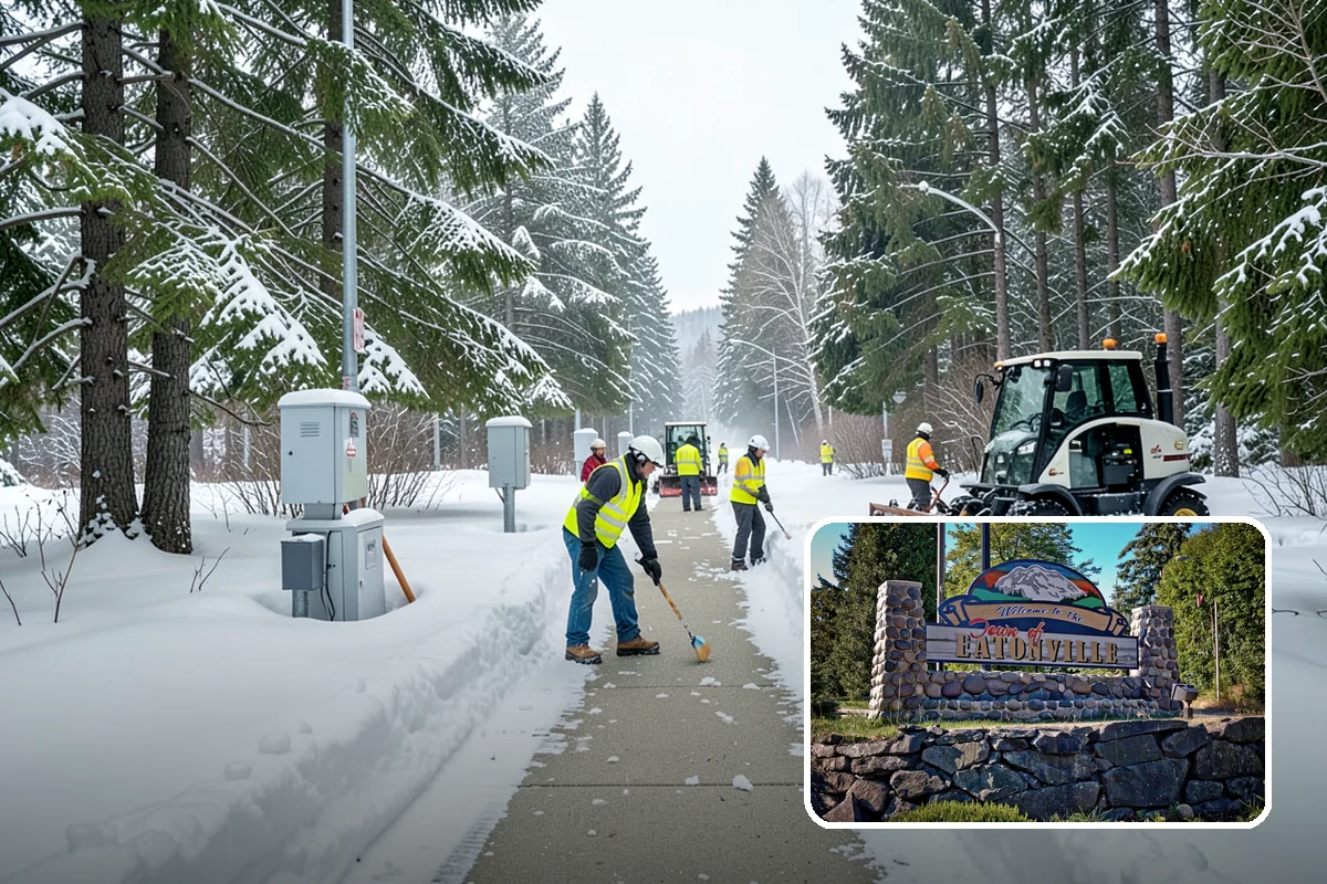 Snowmelt Flooding Cleanup in Eatonville, Pierce County, WA - Rapid clearing of ponded meltwater before it refreezes into sheets