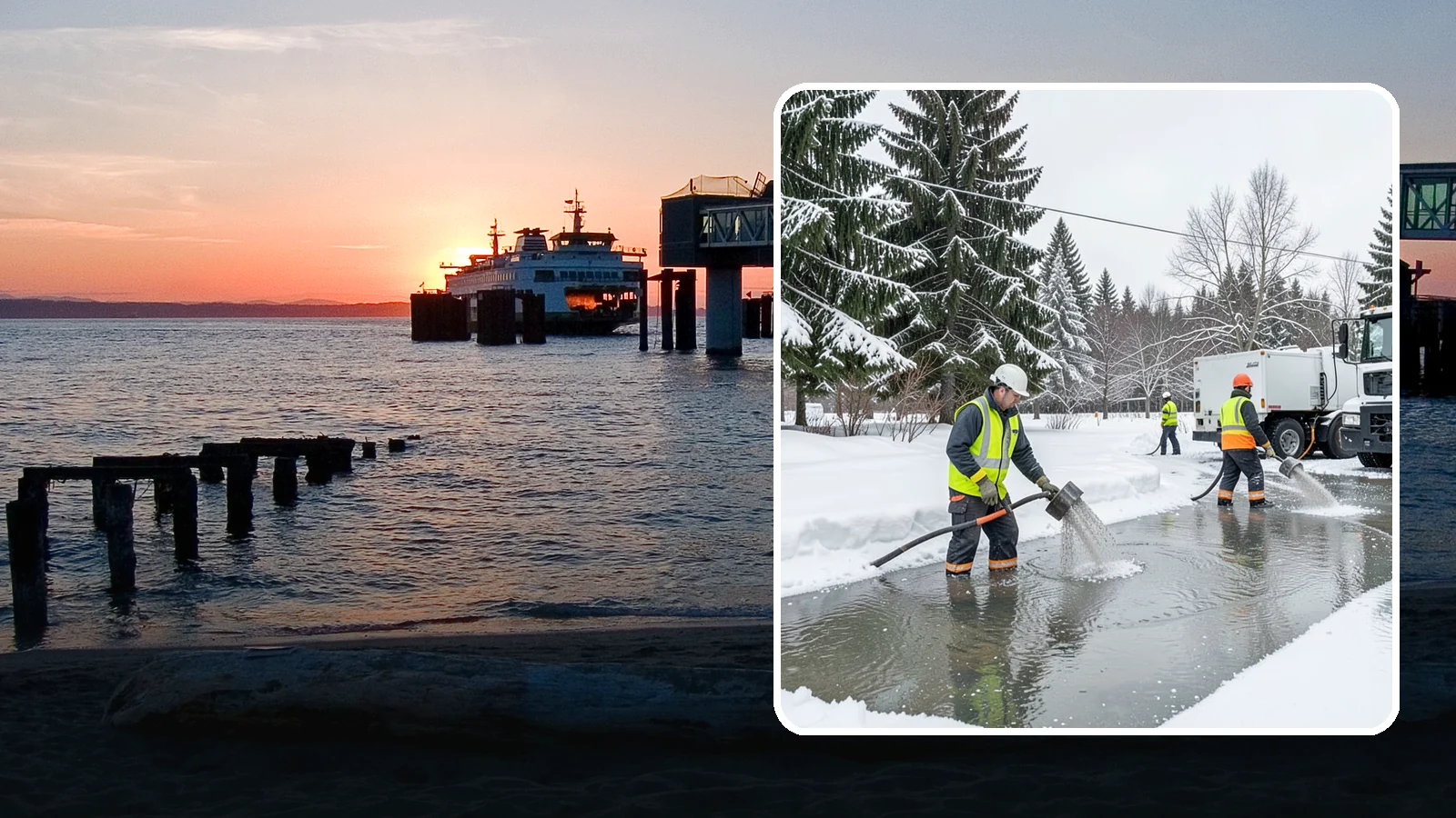 Snowmelt Flooding Cleanup in Edmonds, Snohomish County, WA - When rapid snowmelt floods your property, we clear the water and treat surfaces before the refreeze sets in.