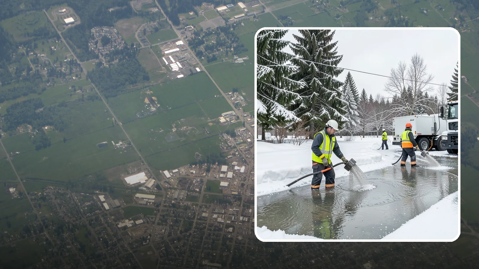 Snowmelt Flooding Cleanup in Enumclaw, King County, WA - When rapid snowmelt floods your property, we clear the water and treat surfaces before the refreeze sets in.
