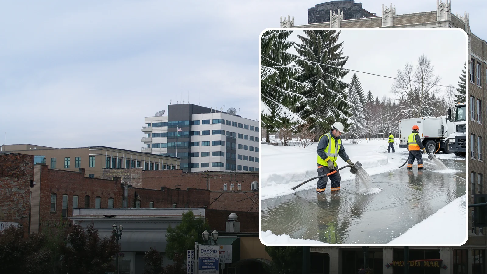 Snowmelt Flooding Cleanup in Everett, Snohomish County, WA - When rapid snowmelt floods your property, we clear the water and treat surfaces before the refreeze sets in.