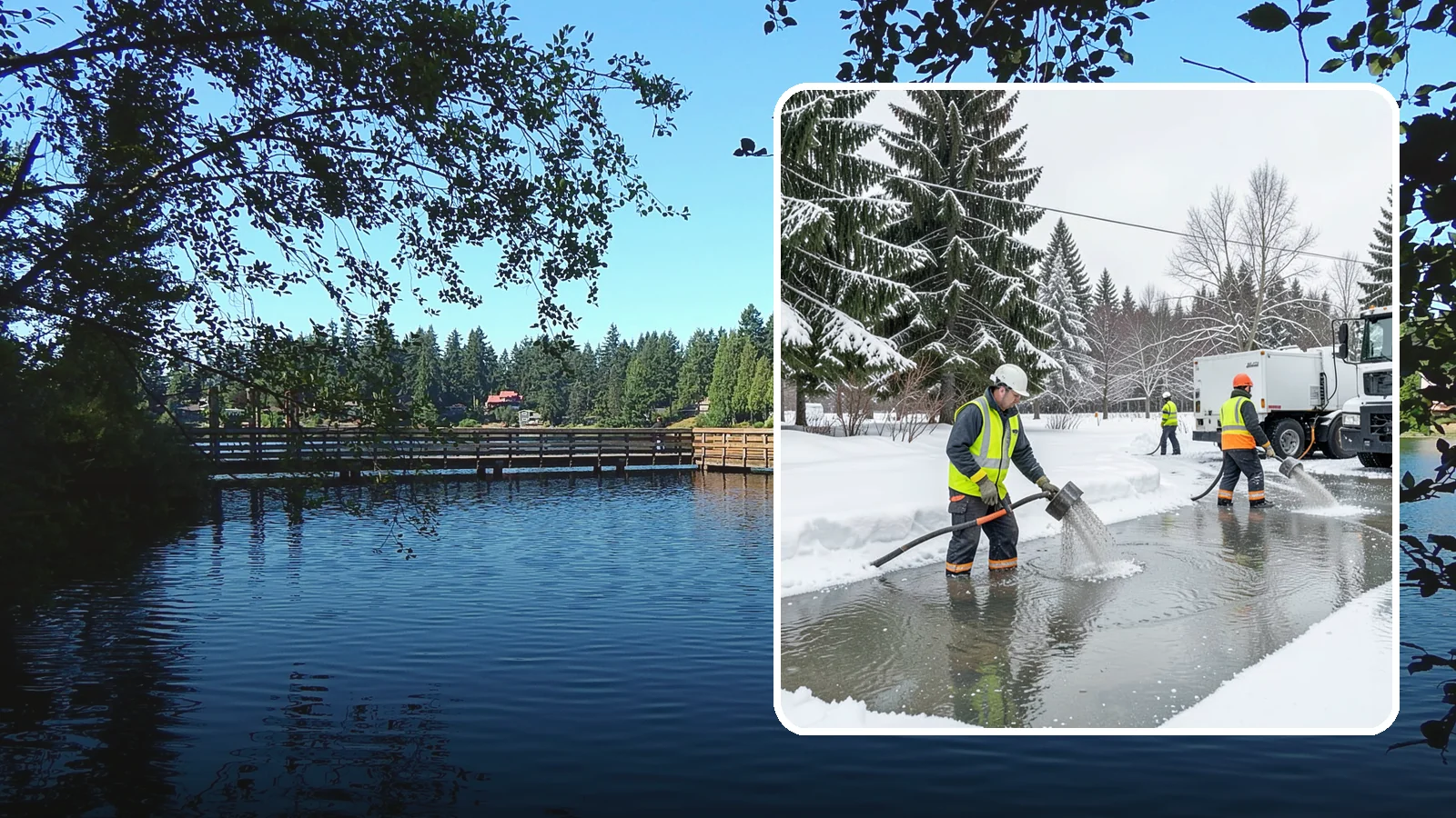 Snowmelt Flooding Cleanup in Federal Way, King County, WA - When rapid snowmelt floods your property, we clear the water and treat surfaces before the refreeze sets in.