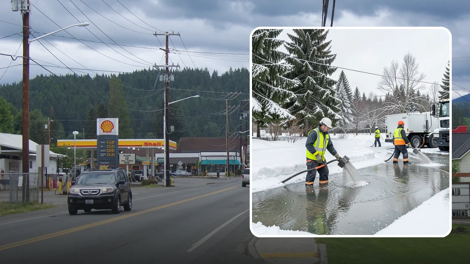 Snowmelt Flooding Cleanup in Granite Falls, Snohomish County, WA - When rapid snowmelt floods your property, we clear the water and treat surfaces before the refreeze sets in.