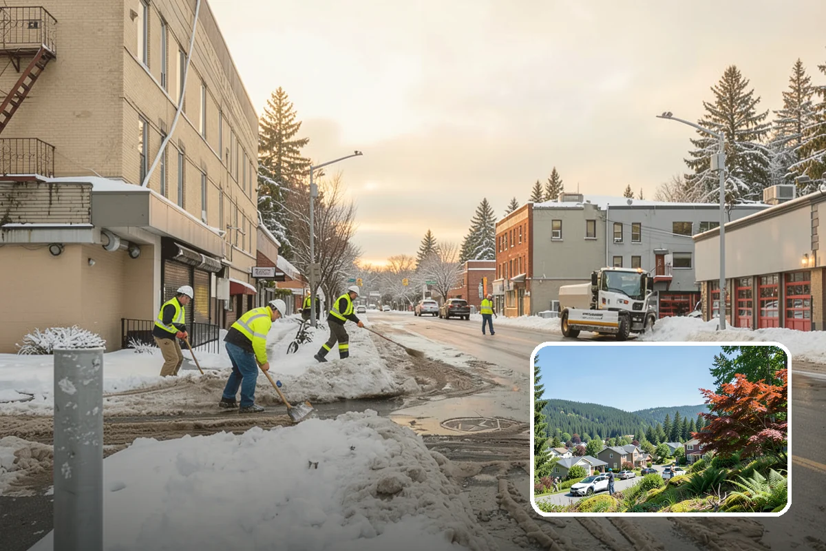 Snowmelt Flooding Cleanup in Index, Snohomish County, WA - Rapid clearing of ponded meltwater before it refreezes into sheets