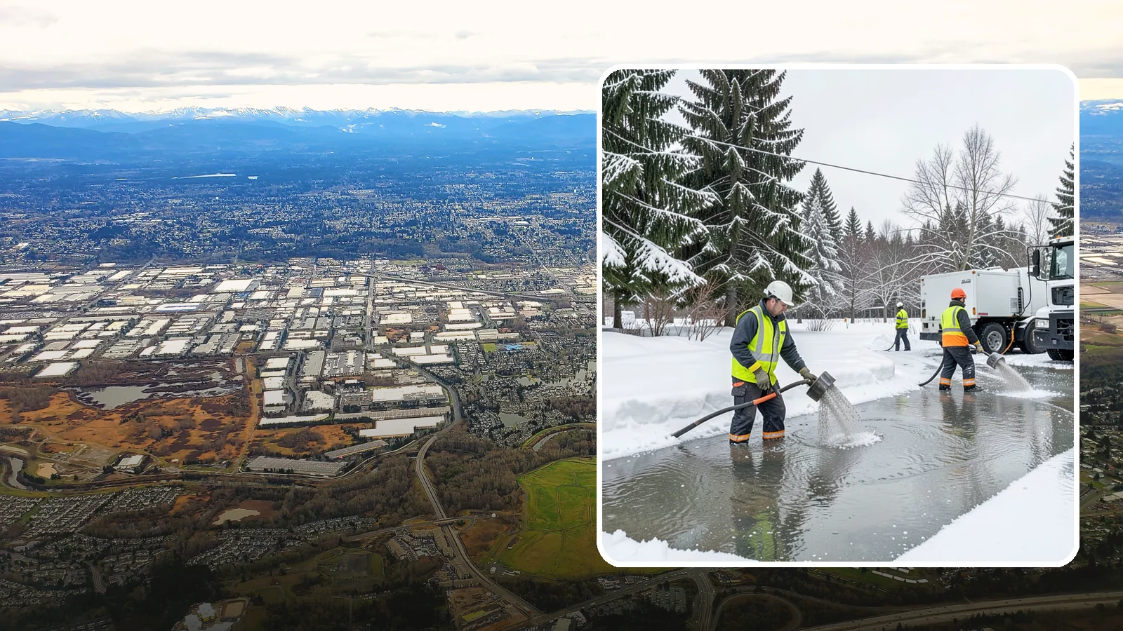 Snowmelt Flooding Cleanup in Kent, King County, WA - When rapid snowmelt floods your property, we clear the water and treat surfaces before the refreeze sets in.