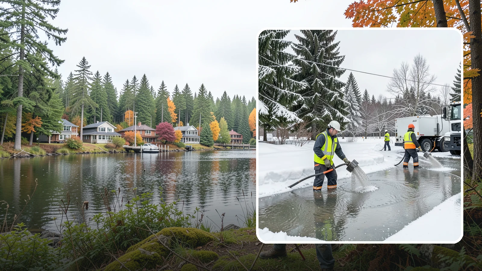 Snowmelt Flooding Cleanup in La Conner, Skagit County, WA - When rapid snowmelt floods your property, we clear the water and treat surfaces before the refreeze sets in.
