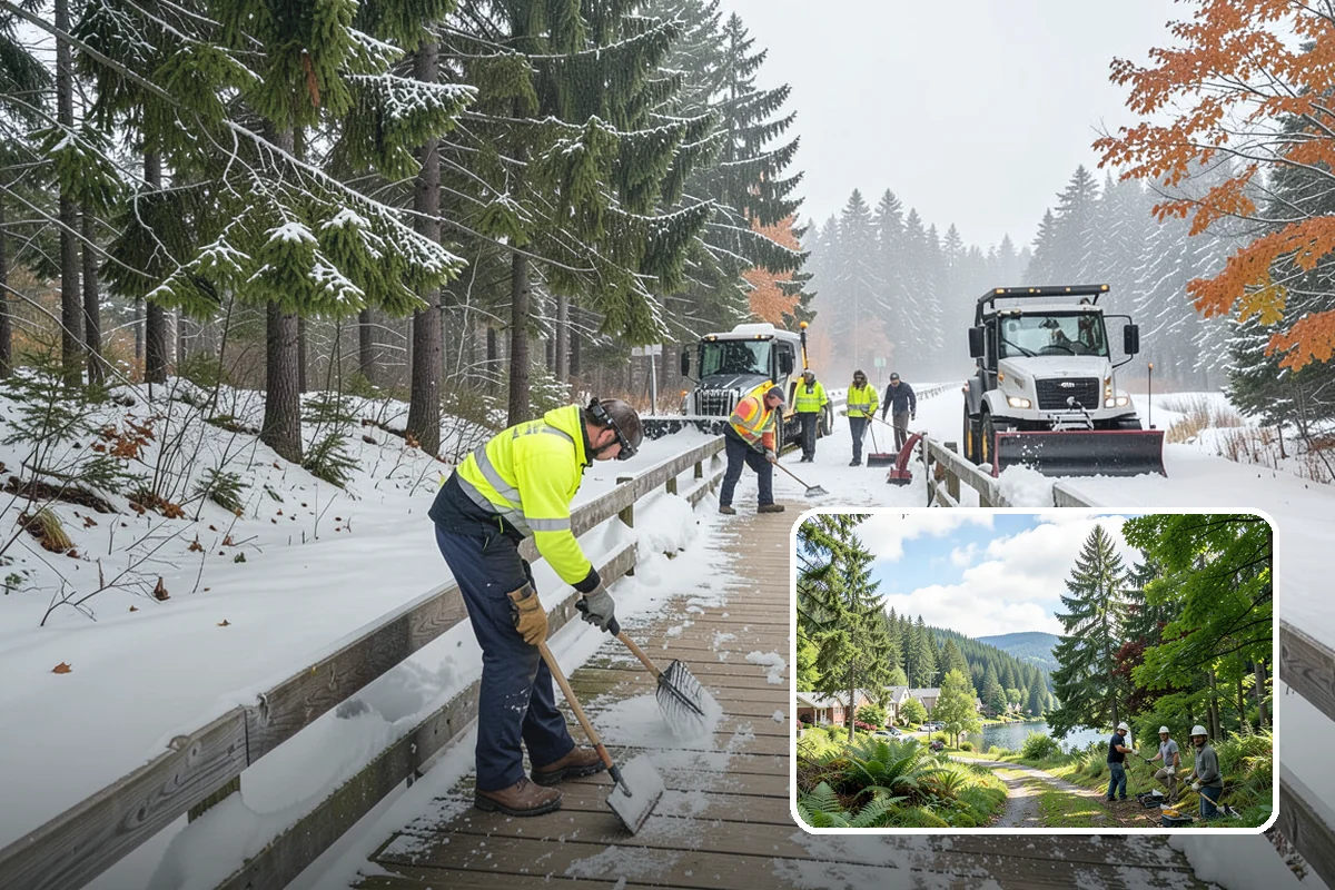 Snowmelt Flooding Cleanup in Lake Forest Park, King County, WA - Rapid clearing of ponded meltwater before it refreezes into sheets