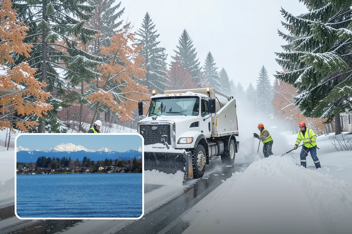 Snowmelt Flooding Cleanup in Lake Stevens, Snohomish County, WA - Rapid clearing of ponded meltwater before it refreezes into sheets