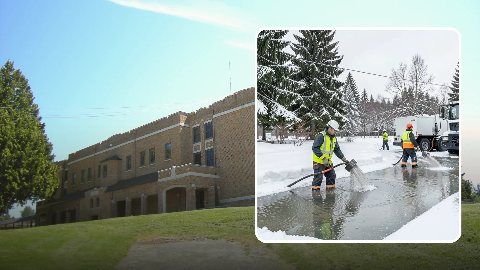 Snowmelt Flooding Cleanup in Maple Valley, King County, WA - When rapid snowmelt floods your property, we clear the water and treat surfaces before the refreeze sets in.