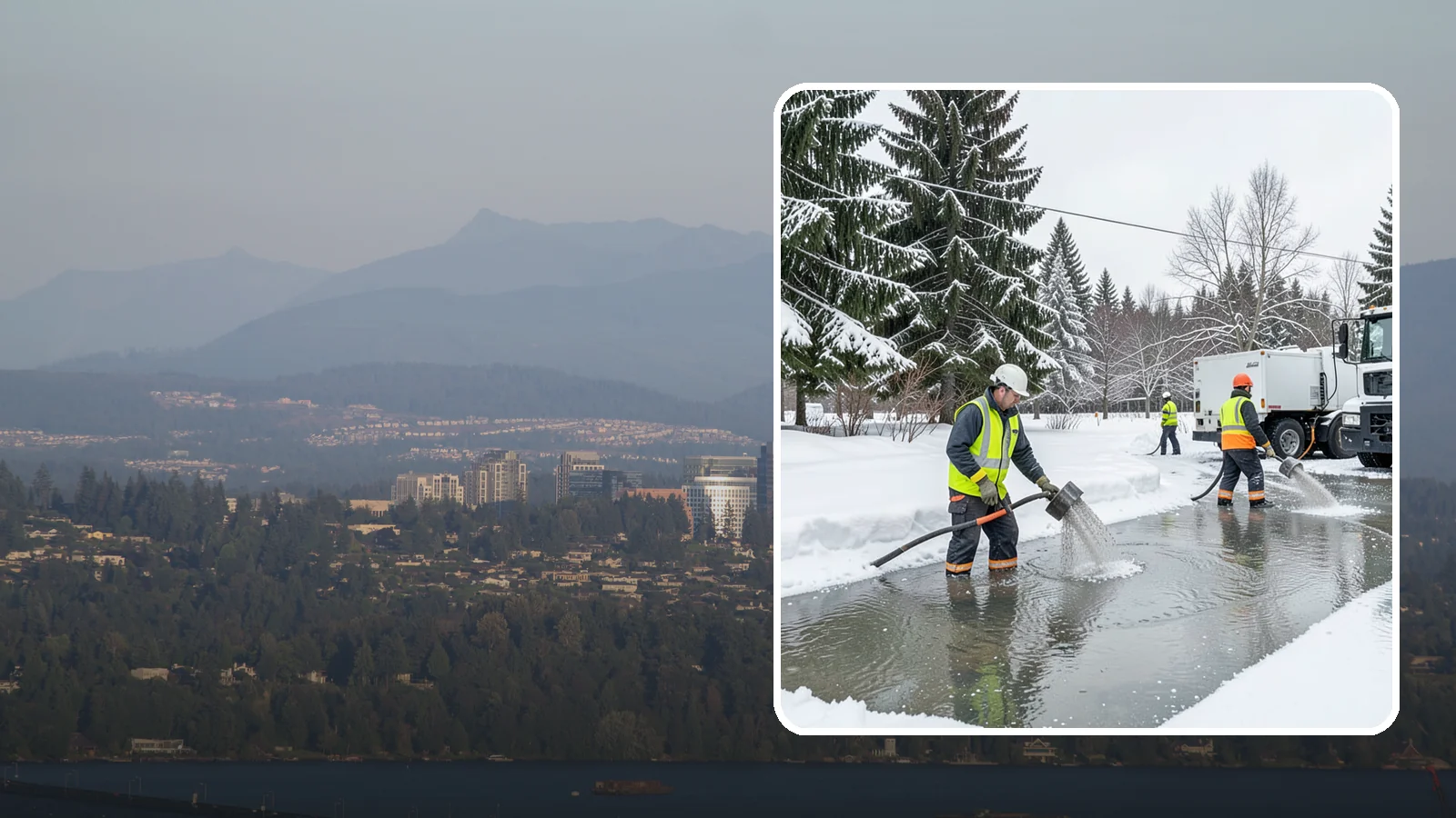 Snowmelt Flooding Cleanup in Medina, King County, WA - When rapid snowmelt floods your property, we clear the water and treat surfaces before the refreeze sets in.