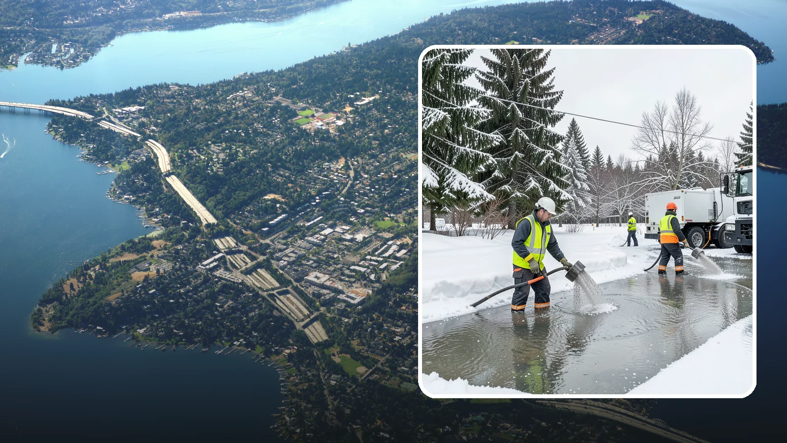 Snowmelt Flooding Cleanup in Mercer Island, King County, WA - When rapid snowmelt floods your property, we clear the water and treat surfaces before the refreeze sets in.