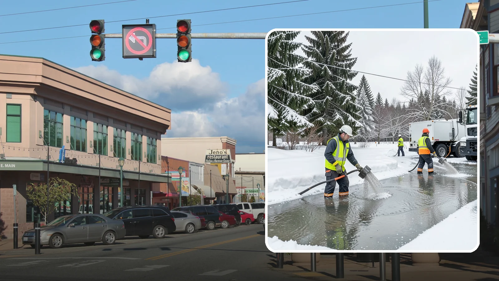 Snowmelt Flooding Cleanup in Monroe, Snohomish County, WA - When rapid snowmelt floods your property, we clear the water and treat surfaces before the refreeze sets in.