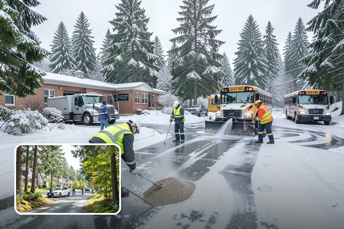 Snowmelt Flooding Cleanup in Normandy Park, King County, WA - Rapid clearing of ponded meltwater before it refreezes into sheets