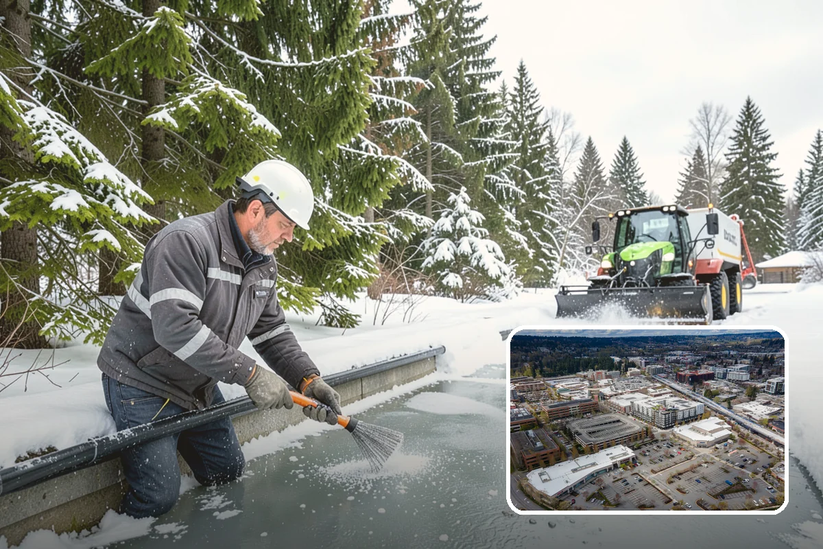 Snowmelt Flooding Cleanup in Redmond, King County, WA - Rapid clearing of ponded meltwater before it refreezes into sheets