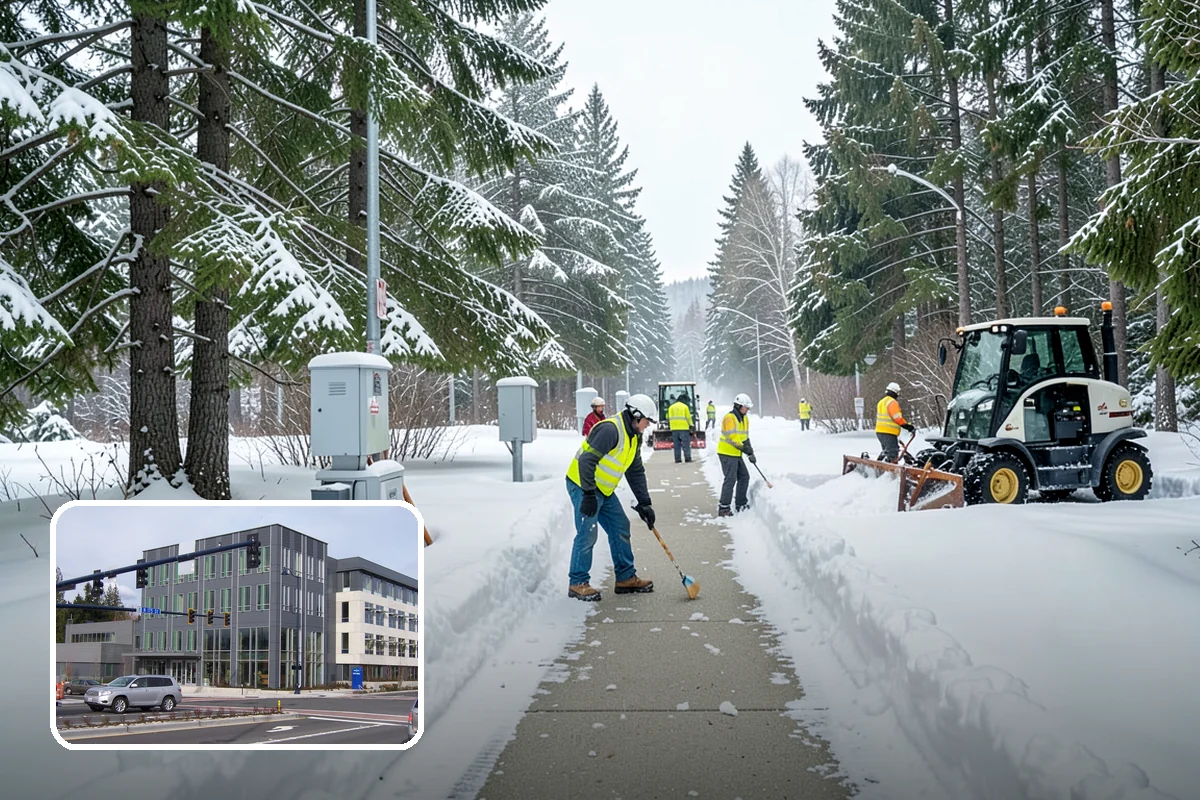 Snowmelt Flooding Cleanup in Shoreline, King County, WA - Rapid clearing of ponded meltwater before it refreezes into sheets