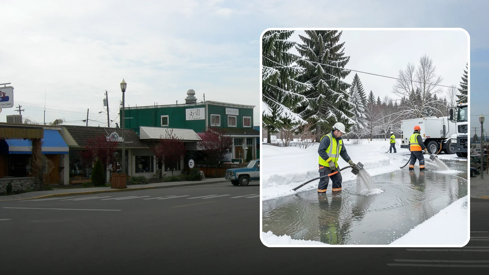 Snowmelt Flooding Cleanup in Stanwood, Snohomish County, WA - When rapid snowmelt floods your property, we clear the water and treat surfaces before the refreeze sets in.