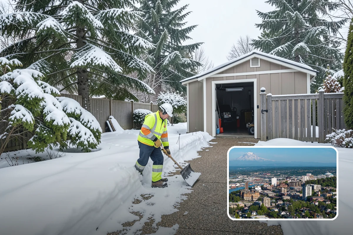 Snowmelt Flooding Cleanup in Tacoma, Pierce County, WA - Rapid clearing of ponded meltwater before it refreezes into sheets