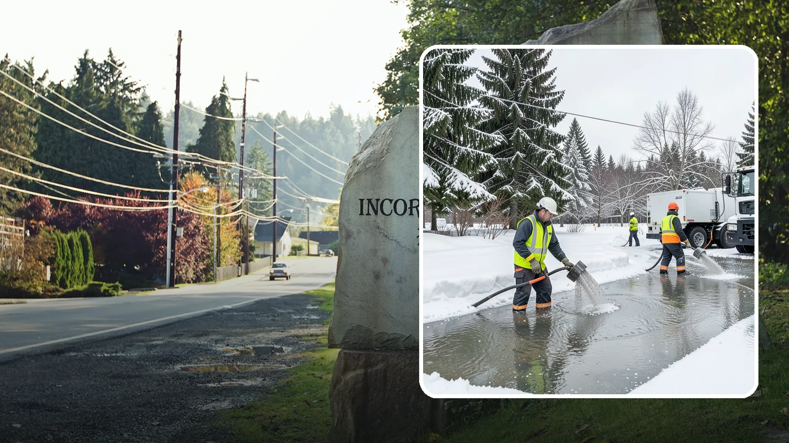 Snowmelt Flooding Cleanup in Wilkeson, Pierce County, WA - When rapid snowmelt floods your property, we clear the water and treat surfaces before the refreeze sets in.