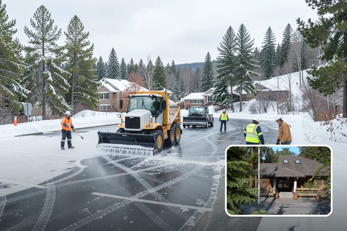 Snowmelt Flooding Cleanup in Yarrow Point, King County, WA - Rapid clearing of ponded meltwater before it refreezes into sheets