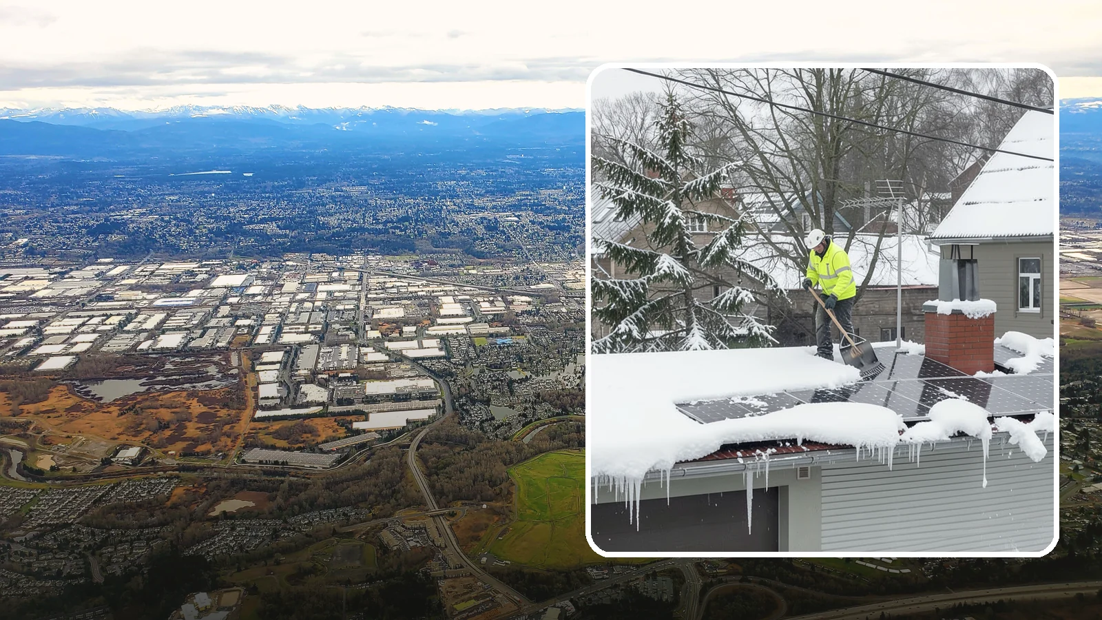 Solar Panel Snow Removal in Kent, King County, WA - We clear snow from solar arrays to restore energy production and protect the panels from damage.