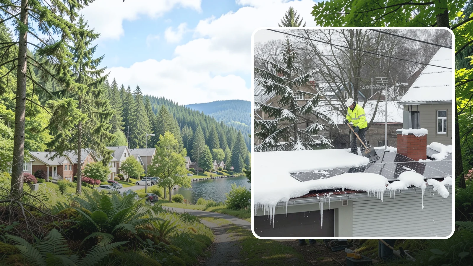 Solar Panel Snow Removal in Lake Forest Park, King County, WA - We clear snow from solar arrays to restore energy production and protect the panels from damage.