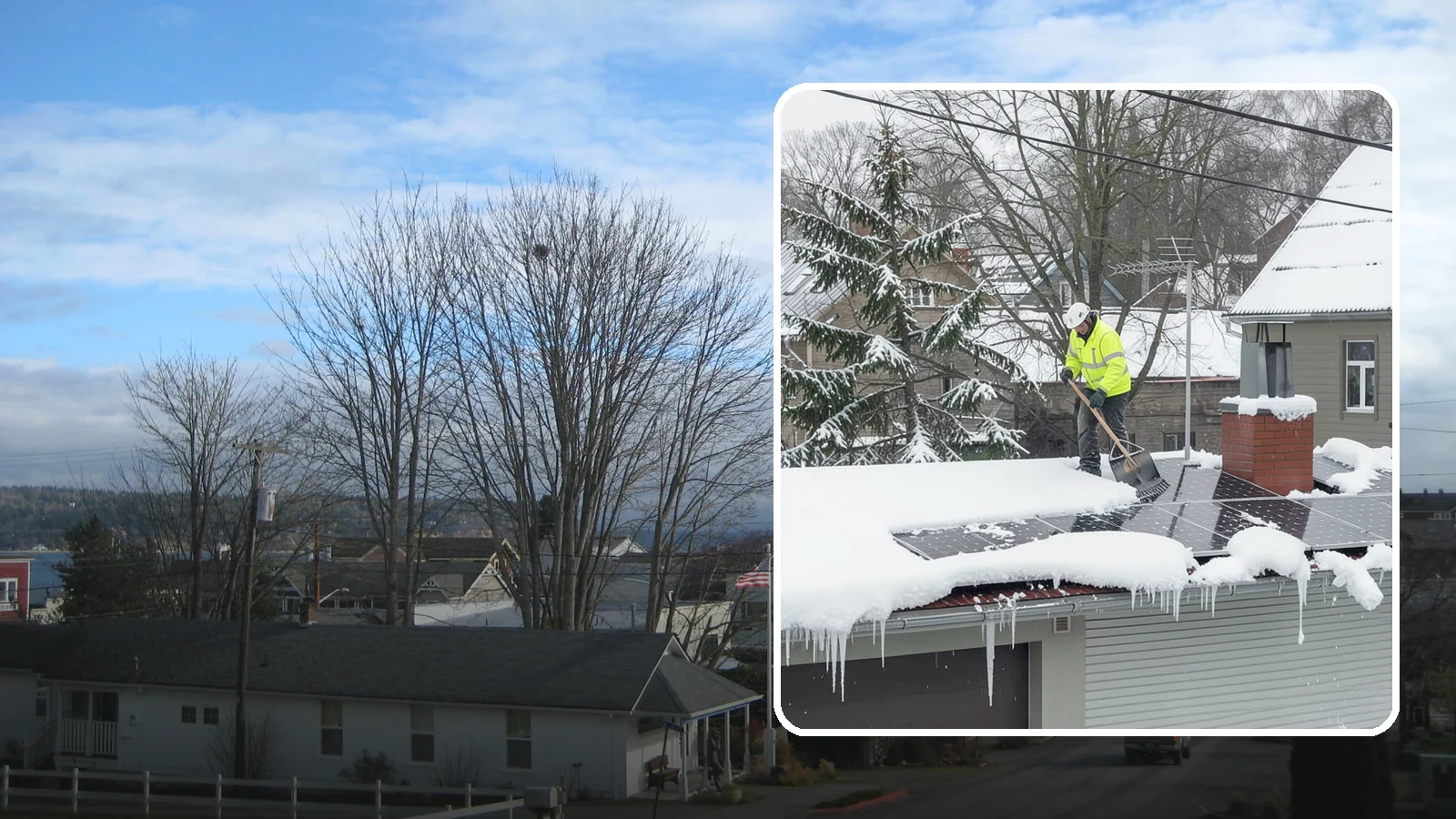 Solar Panel Snow Removal in Langley, Island County, WA - We clear snow from solar arrays to restore energy production and protect the panels from damage.