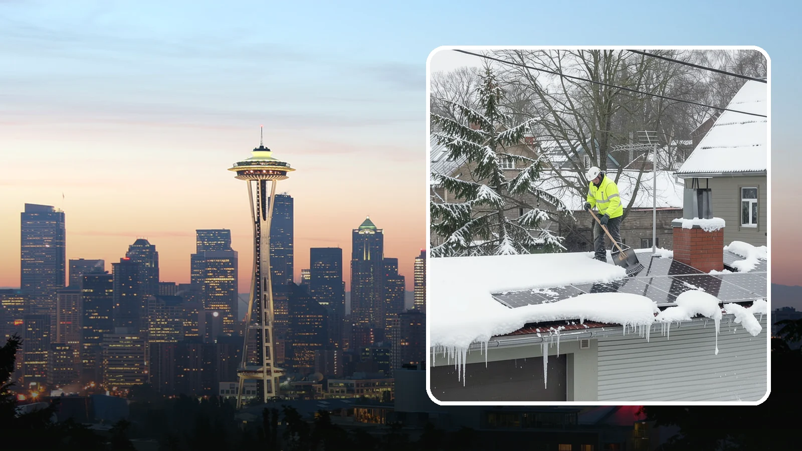 Solar Panel Snow Removal in Seattle, King County, WA - We clear snow from solar arrays to restore energy production and protect the panels from damage.
