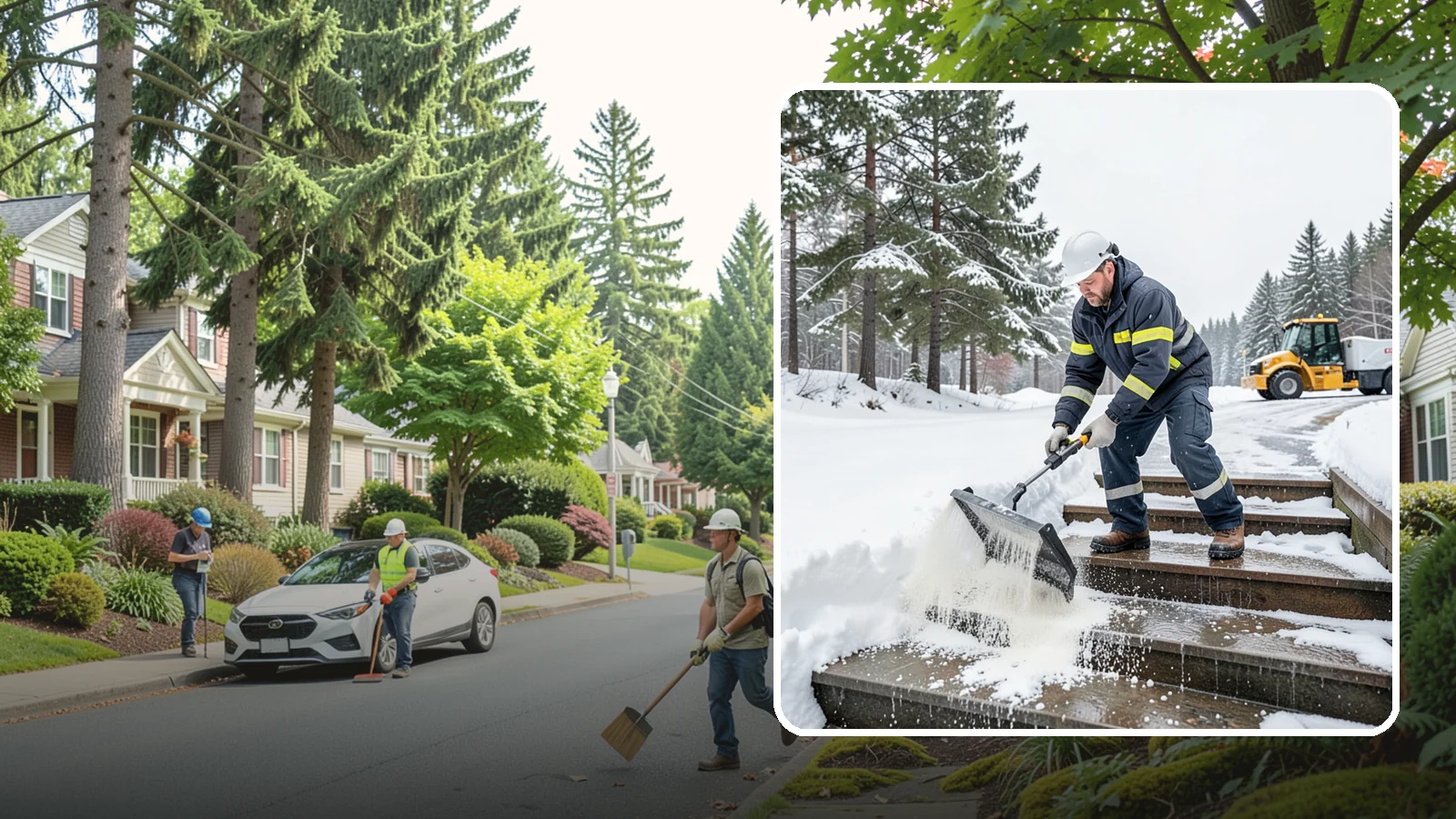 Stair Deicing in Beaux Arts Village, King County, WA - We treat exterior stairs with the right deicer to stop ice from forming on treads and landings.