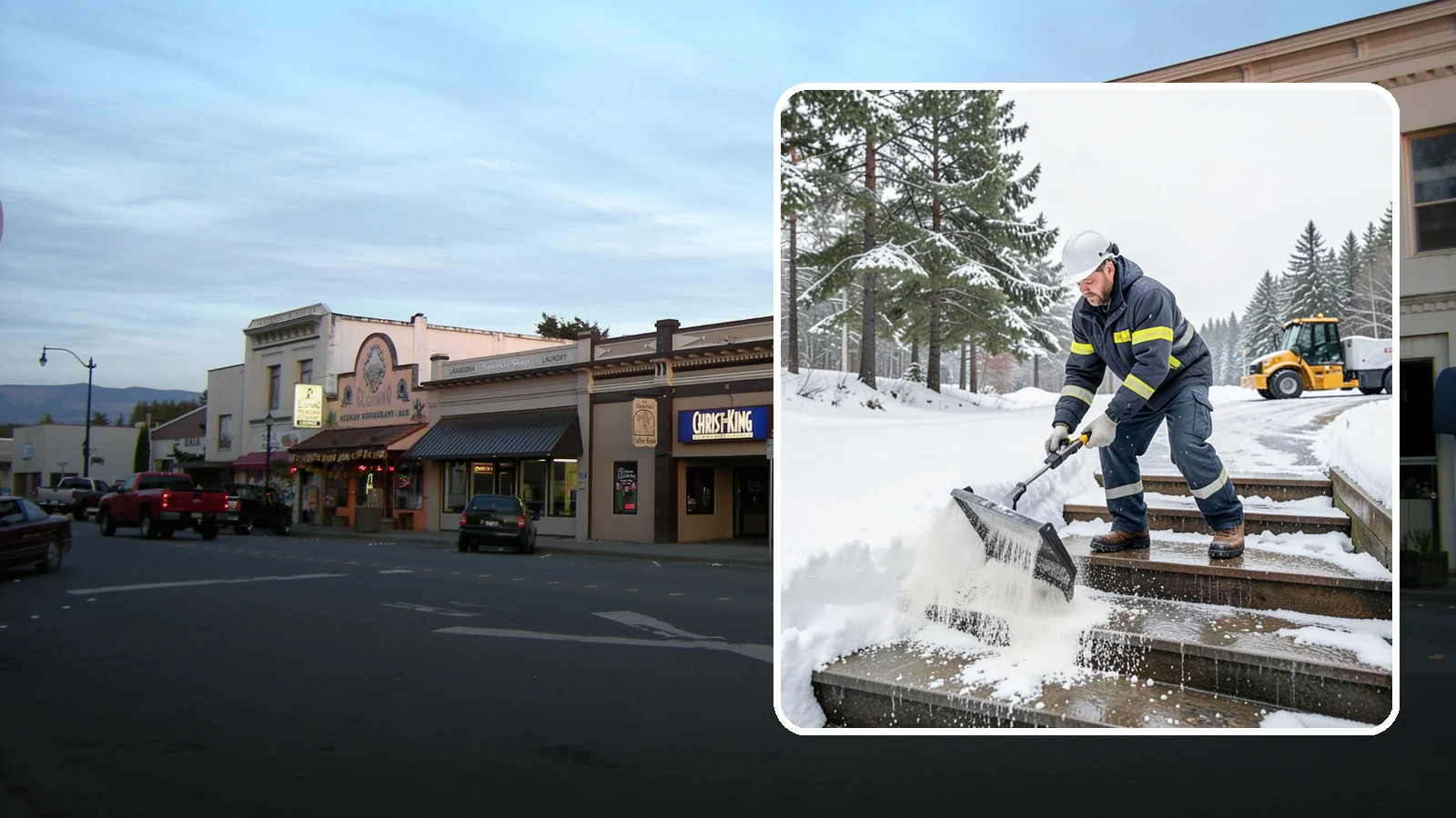 Stair Deicing in Burlington, Skagit County, WA - We treat exterior stairs with the right deicer to stop ice from forming on treads and landings.
