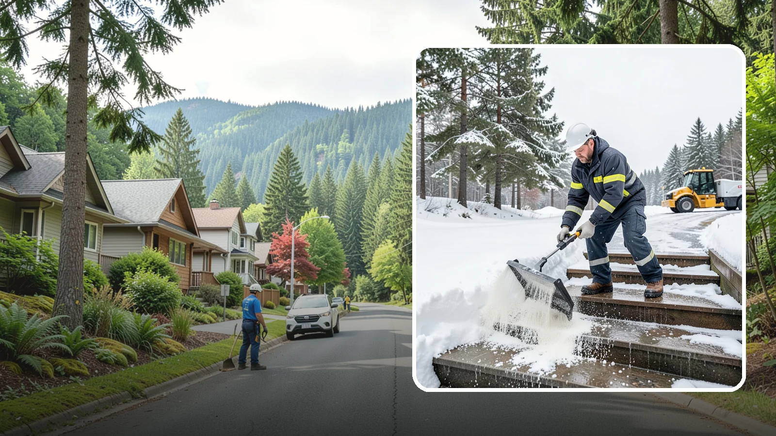 Stair Deicing in Darrington, Snohomish County, WA - We treat exterior stairs with the right deicer to stop ice from forming on treads and landings.