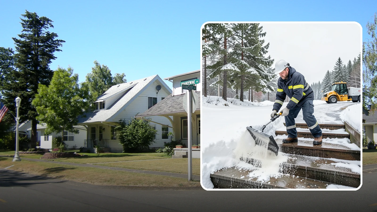 Stair Deicing in DuPont, Pierce County, WA - We treat exterior stairs with the right deicer to stop ice from forming on treads and landings.