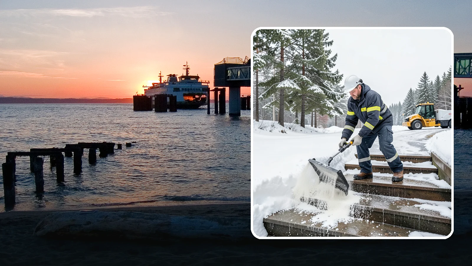 Stair Deicing in Edmonds, Snohomish County, WA - We treat exterior stairs with the right deicer to stop ice from forming on treads and landings.