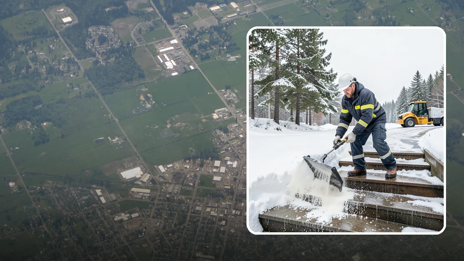 Stair Deicing in Enumclaw, King County, WA - We treat exterior stairs with the right deicer to stop ice from forming on treads and landings.