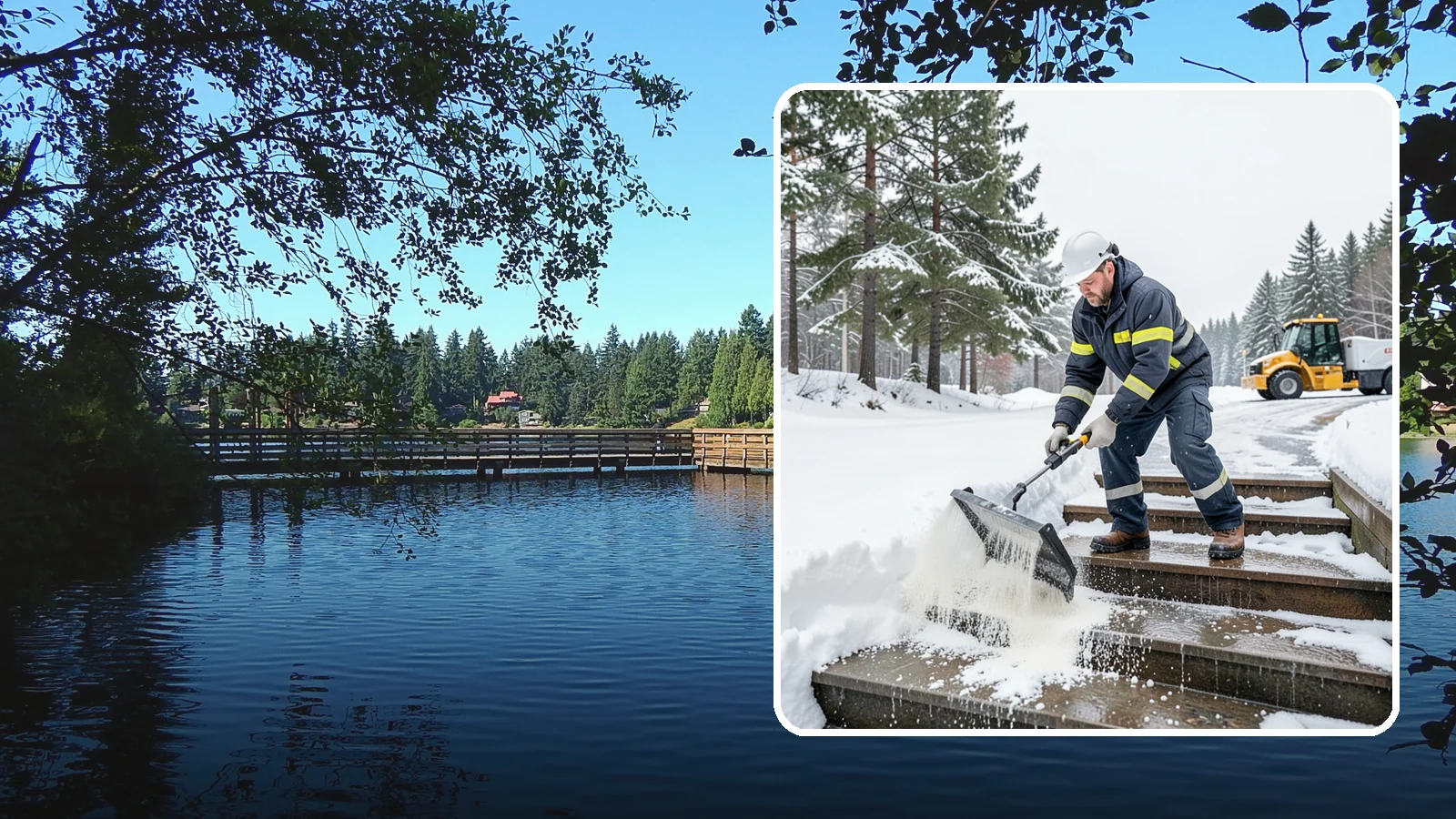 Stair Deicing in Federal Way, King County, WA - We treat exterior stairs with the right deicer to stop ice from forming on treads and landings.