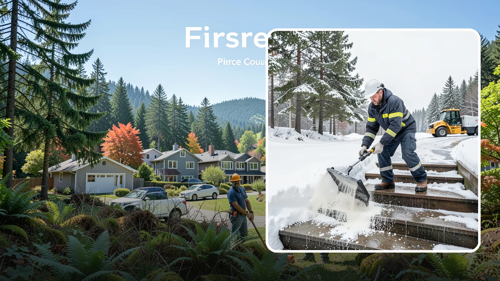 Stair Deicing in Fircrest, Pierce County, WA - We treat exterior stairs with the right deicer to stop ice from forming on treads and landings.