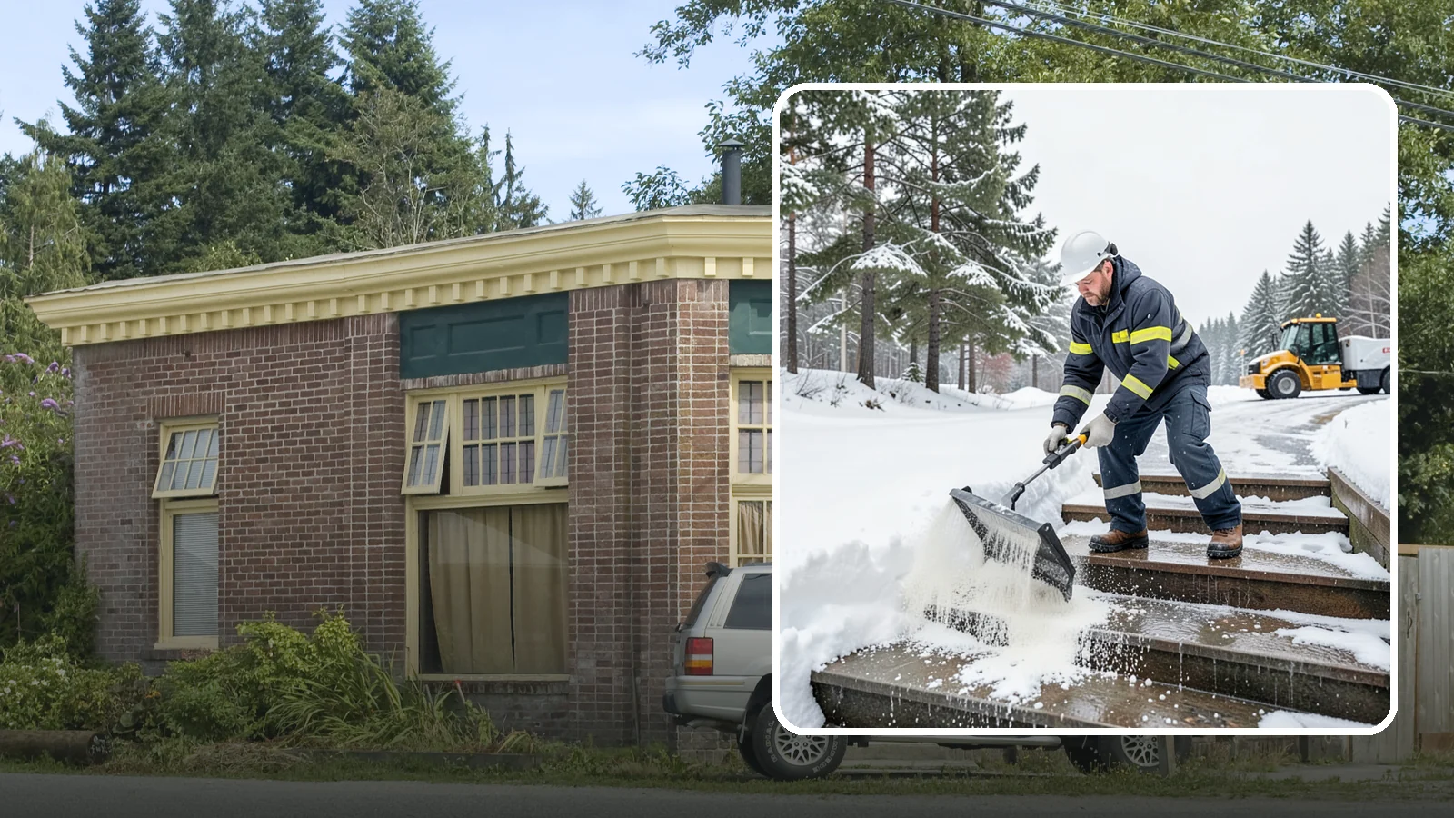Stair Deicing in Hamilton, Skagit County, WA - We treat exterior stairs with the right deicer to stop ice from forming on treads and landings.