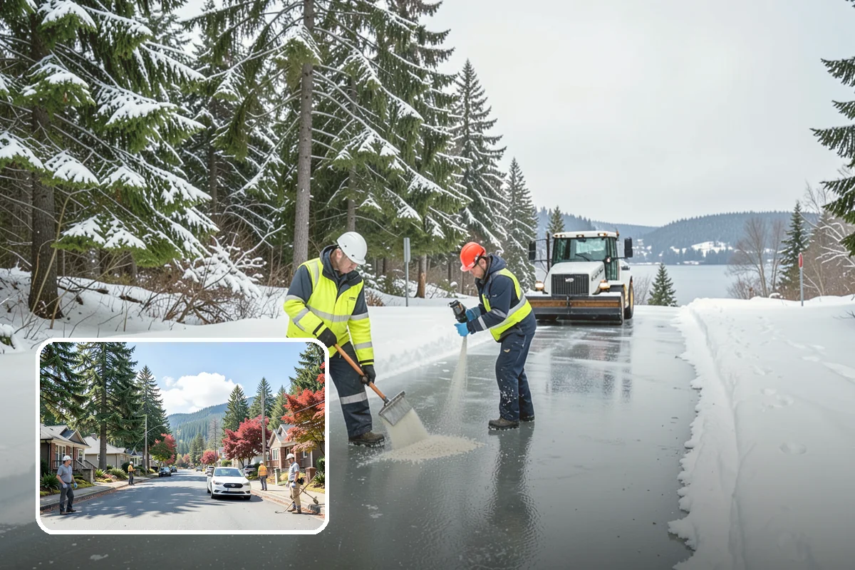 Stair Deicing in Hunts Point, King County, WA - Stops invisible refreeze from forming on treads